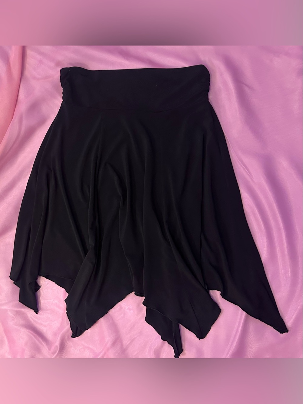 Vintage Y2K Black Handkerchief Hem Skirt Asymmetric Fairy Grunge Whimsigoth